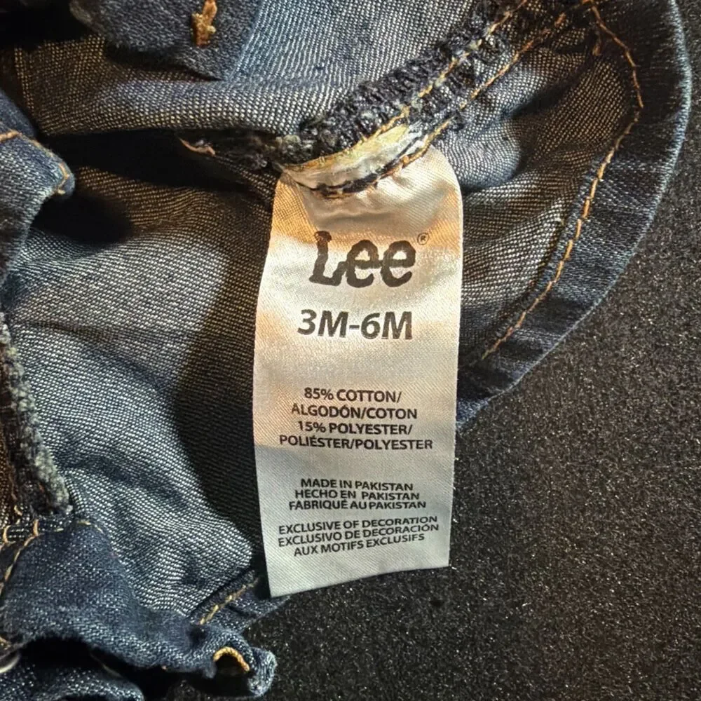 Lee 3-6 Months Baby Denim Shortalls Overalls Jean Girls Boys One Piece -171